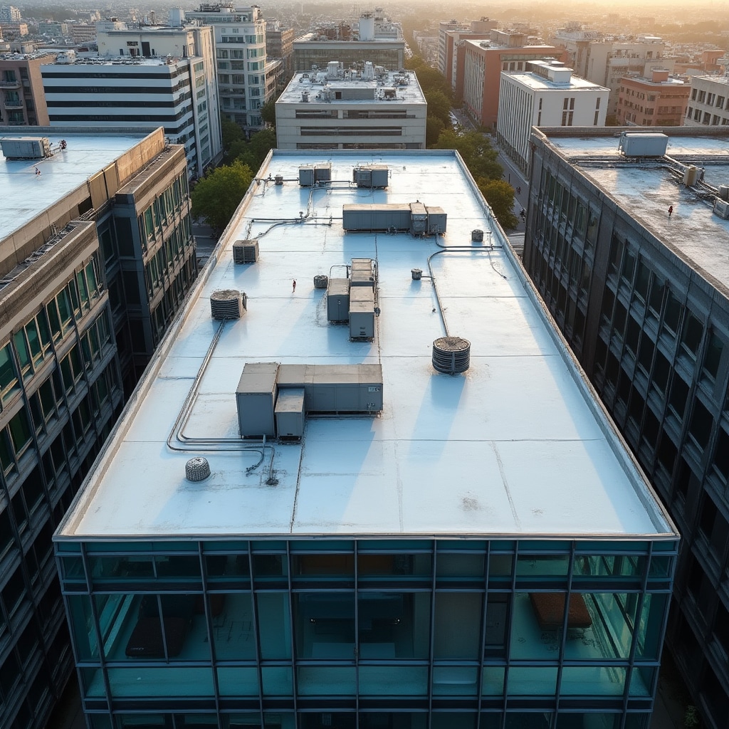 Commercial building rooftop view
